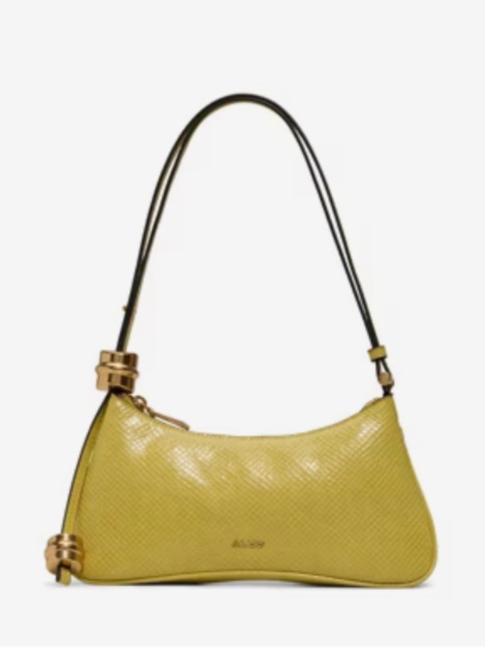 Aldo Lemon-Chartreuse Textured Shoulder Bag with Gold Hardware